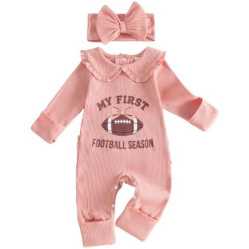 FYBITBO Baby Girl Newborn Clothes Fall Winter Outfits Football/Cow Romper