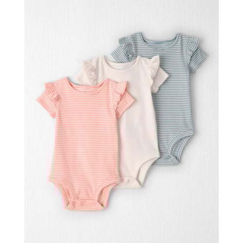 Baby Girl 3-Pack Organic Cotton Flutter Bodysuits in Stripes - Little Planet | Carter's