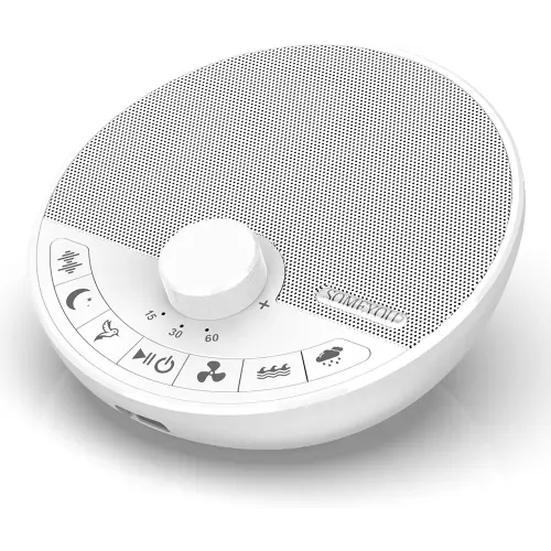 Portable White Noise Sound Machine with 18 Sleep Sounds, Battery Powered Bluetooth Function Knob Volume Control Sleep Timer, Travel White Noise Machine for Sleeping Adults Baby(White)