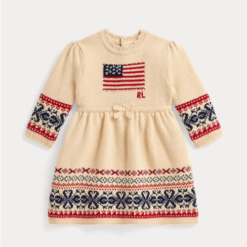 Flag-Intarsia Cotton-Wool Dress
