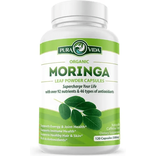 PURA VIDA MORINGA Capsules Single Origin Moringa Powder Organic. Pure Moringa Leaf. Energy, Metabolism, & Immune Support. 120ct. 500mg Caps.