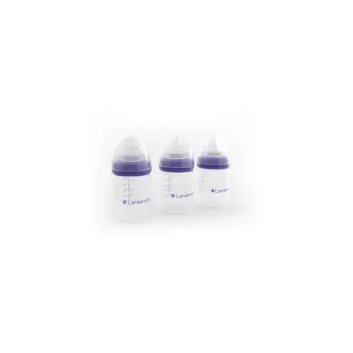Lansinoh Anti-Colic Baby Bottles, BPA-Free Plastic, 5oz, 3pk, Slow Flow Nipples (Size S), Breastfeeding Bottle, NaturalWave Design, Baby Essentials HSA/FSA Eligible
