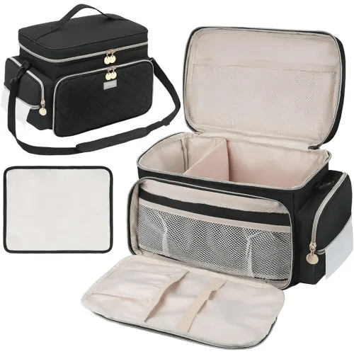 Jaffzora Breast Pump Bag Compatible with Spectra S1 and S2, Breast Pumping Travel Storage Bag with Waterproof Mat for Pumping Essentials and Accessories, Black