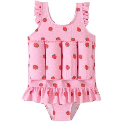 FishingDino Toddler Floatation Swimsuit Girls 1-6T, One Piece Float Suit with Built-in Float, Cute Floating Swim Suit Floatie