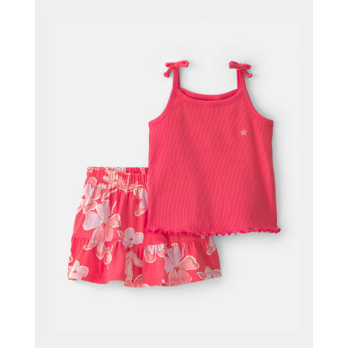 Baby Girl 2-Piece Floral Top & Skirt Set - Orange | Carter's