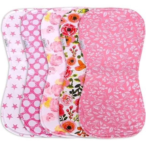 KiddyStar Premium 5-Pack Organic Cotton Burp Cloths for Newborns & Infants