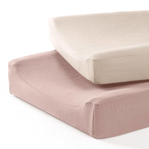 lulumoon Baby Changing Pad Cover: Muslin Diaper Changing Table Pad Cover - Changing Pad Sheets for Girls Boys (Cream & Sand)