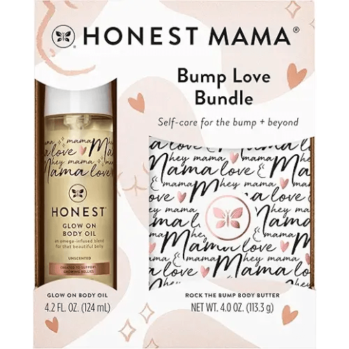 The Honest Company Mama Body and Belly Bump Love Bundle, Moisturizing Plant Based Oil and Stretch Mark Butter Cream