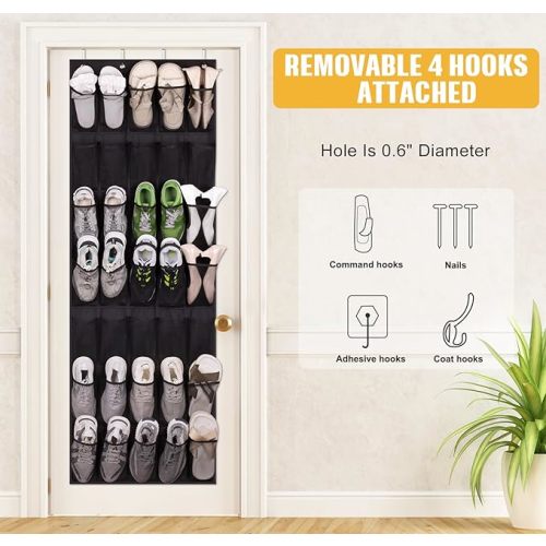 MISSLO 35 Large Pockets Over the Door Shoe Rack for Door Sturdy Oxford Over the Door Shoe Organizer Closet Hanging Shoe Holder Hanger