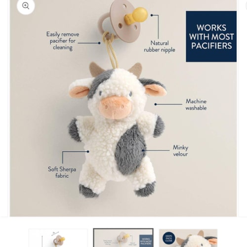 Bitzy Pal Natural Rubber Pacifier & Plush Cow - American Farm Company