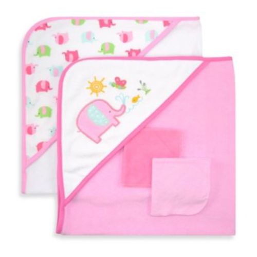 Just Bath by Just Born™ Love to Bathe 4-Piece Hooded Towel & Washcloth Set in Pink - PINK/MULTI - 4 PIECE