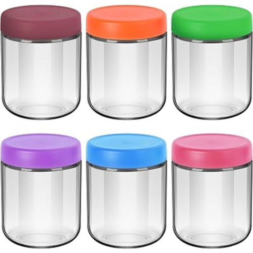 16oz Glass Jars for Overnight Oats Snacks Salad Yogurt Pudding Cereal Candy Storage Containers Meal Prep Mason jar with Airtight lids,6 Pack