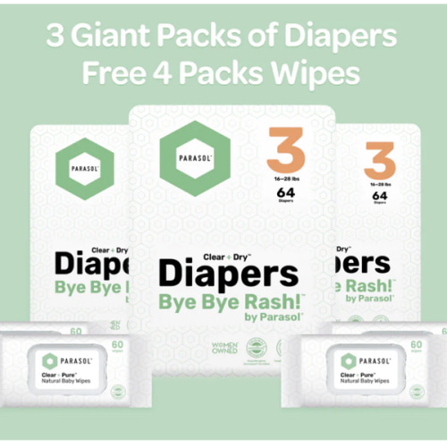 Natural Disposable Baby Diapers of All Sizes by Parasol Co