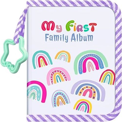 Fintie Baby Photo Album 4x6 Inch, 18 Photos My First Family Album Book with Soft Cloth Cover & Hook for Newborn/Toddlers/Kids/Baby Shower Memory Birthday Gifts, Dreamy Rainbow