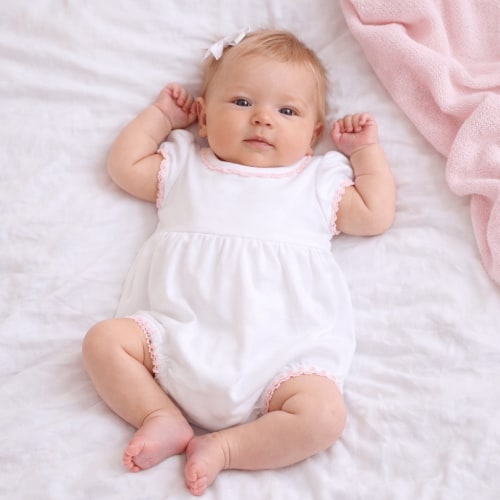Baby Joy Bubble with Pink Crochet Trim