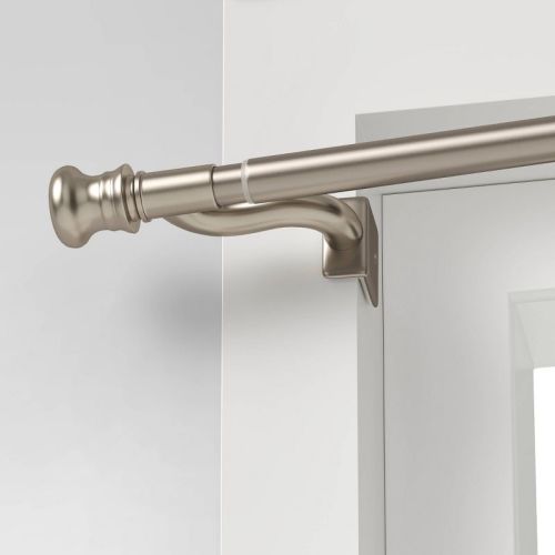 28"-48" Twist and Shout Easy Install Curtain Rod Brushed Nickel - Room Essentials™: No Drill Tension Rod, Silver