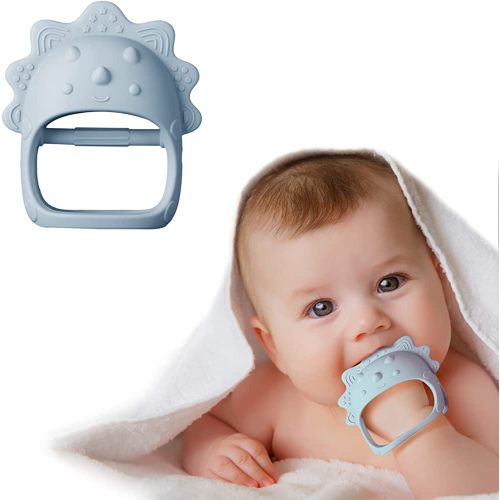 Alwoligag Silicone Dinosaur Baby Teether Toy , Anti-Drop Silicone Baby Mitten Teether for Soothing Teething Pain Relief, Baby Chew Toys for Sucking Needs(1 Packs)