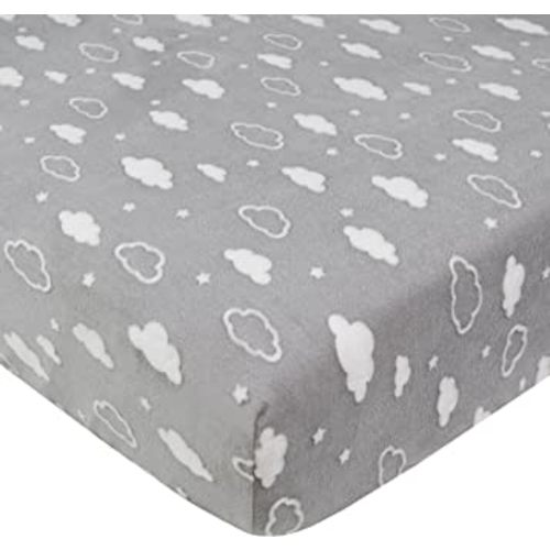 American Baby Company Heavenly Soft Chenille Fitted Crib Sheet 28" x 52", Warm and Cozy Neutral Chenille Sheet, Gray 3D Cloud, for Boys and Girls, Fits Crib and Toddler Bed mattresses