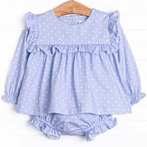 Periwinkle Polka Dot Diaper Set, Blue – Stitchy Fish
