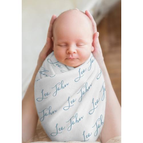 Baby Swaddle Blanket, Personalized Name Blanket, Birth Announcement Blanket, Baby Boy Name Hospital Blanket, Newborn Photo, Baby Shower Gift
