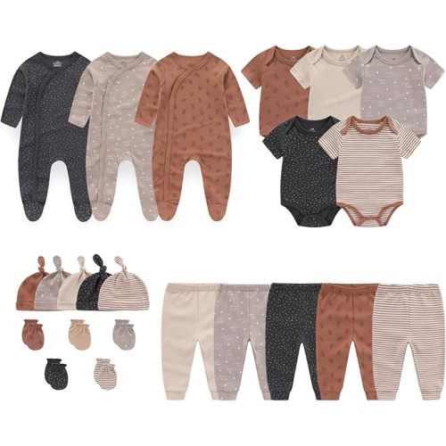 MAMIMAKA Newborn Layette Gift Set 23-Piece Baby Bodysuits Infant Outfits Essentials and Accessories 0-12 Months