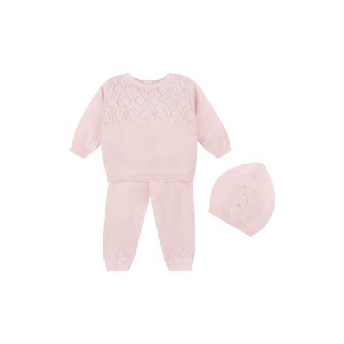 Lux Cotton Pointelle Top, Pants & Hat Set