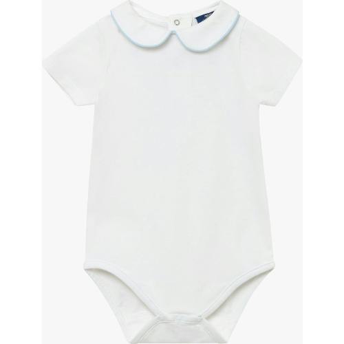 Baby Short-Sleeved Milo Bodysuit in White/Blue