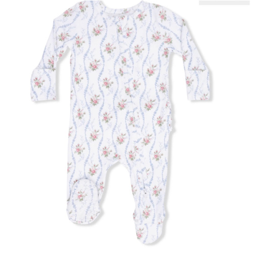 2 Way Ruffle Back Zipper Footie - Heirloom Rose Stripe – Bumps N Bundles