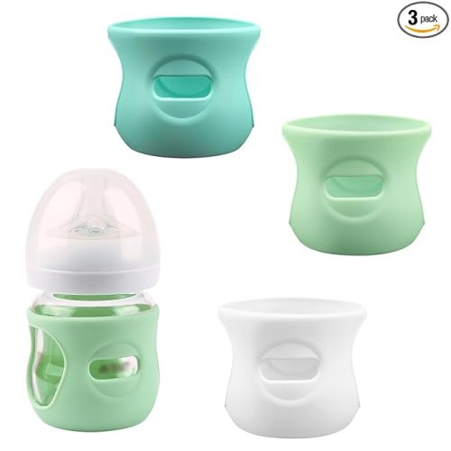 3 Pack Silicone Sleeves for Avent Natural Glass Baby Bottles, Anti Breakage Baby Bottle Holder, Compatible Philips Avent Glass Natural Baby Bottle 4 oz, BPA Free