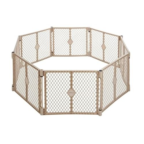 Toddleroo by North States - Superyard Baby Play Yard: Freestanding 8-Panel Baby Playpen - Indoor or Outdoor Use - Made in USA - Encloses Up to 34.4 Square Feet - 26 Inches Tall - Sand