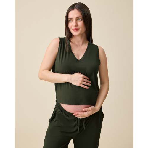 Aria Bamboo Cropped V-neck Tank | Deep Burgundy - Kindred Bravely