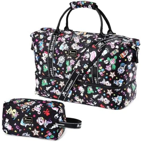 Tokidoki Travel Duffle Bag for Women, Weekender Bags with Shoe Compartment, Carry on Overnight Bag with Toiletry Bag, Gym Duffel Bag with Wet Pocket, Hospital Bags for Labor and Delivery