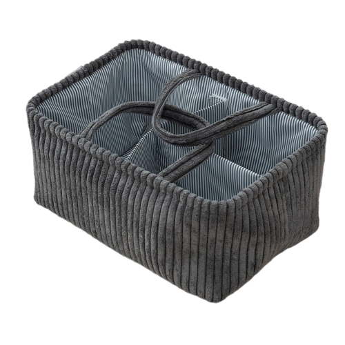 DefiDgd Fabric Storage Baskets,3 Compartment Multi-Functional Closet Storage Bins for Shelves, Canvas Baskets for Living Room Bedroom Kitchen Home Office Decoration(Gray)
