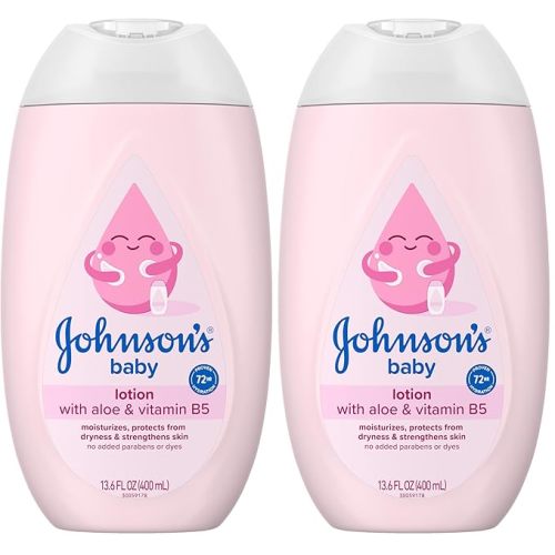 Johnson's Baby Moisturizing Mild Pink Baby Lotion with Coconut Oil for Delicate Baby Skin, Paraben-, Phthalate- & Dye-Free, Hypoallergenic & Dermatologist-Tested, Baby Skin Care, 13.6 Fl. Oz