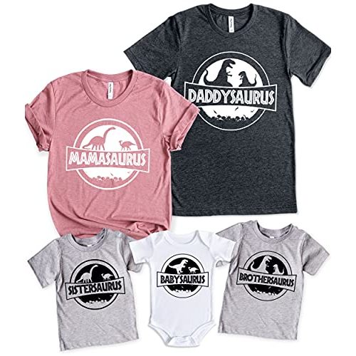 Teeny Fox Saurus Dinosaur Family Cute Matching Outfits Couple Shirts