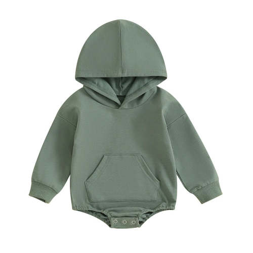 Baby Toddler Boy Girl Hoodie Bubble Romper Pocket Solid Color Long Sle – August + Willow