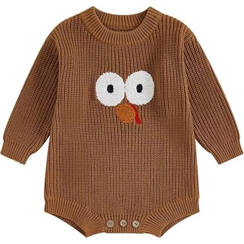 Newborn Baby Girl Boy Sweater Knit Oversized Pullover Sweatshirt Romper