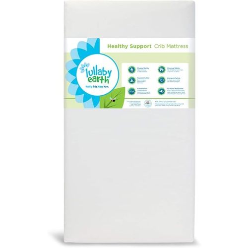 Lullaby Earth Non-Toxic Crib Mattress - Waterproof - Fits Standard Baby and Toddler Bed, White