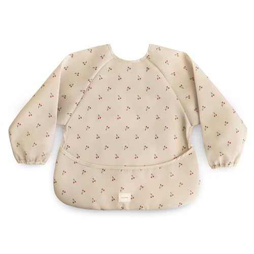 mushie Long Sleeve Baby Bib | Water Resistant Adjustable Fit for Ages 6-24 Months