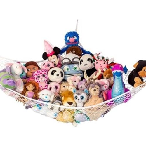 Lilly's Love Stuffed Animal Hammock | Corner Hanging Organizer, Toy Storage, Stuffed Animal Storage | Easy to Hang Plushie Net w/Included Anchors & Hooks | Cute Room, Bedroom & Home Decor (White)