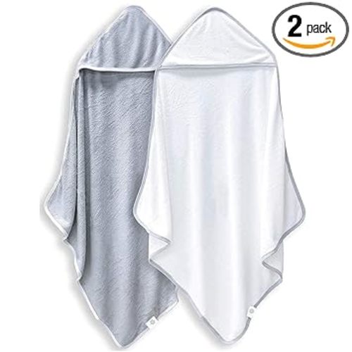 2 Pack Baby Bath Towel - Rayon Made from Bamboo, Ultra Soft Hooded Towels for Babies,Toddler,Infant - Newborn Essential -Perfect Baby Registry Gifts for Boy Girl