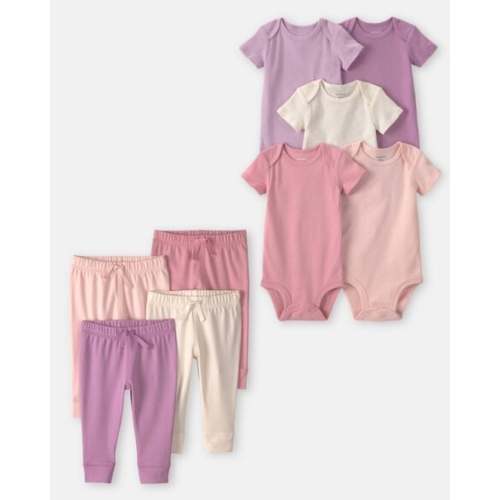 Baby Girl 9-Piece Bodysuits & Pants Set - Pink/Purple/Ivory | Carter's