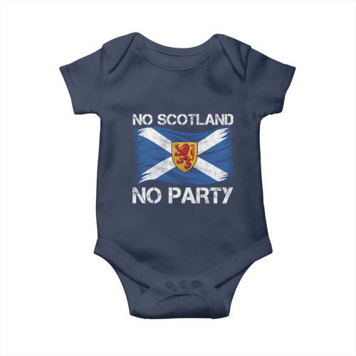 No Scotland No Party Saltire Flag Lion Rampant Crest Baby Onesie Game Day Soccer Fans Football Tournament TS02