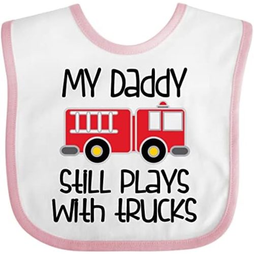 inktastic Firefighter Daddy Plays with Trucks Baby Bib
