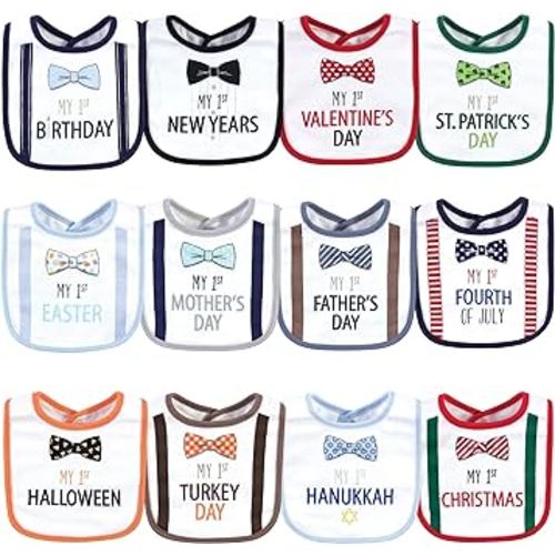 Little Treasure Unisex Baby Cotton Bibs, Holiday Bow Ties, One Size