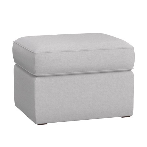 Comfort Upholstered Ottoman, Brushed Crossweave Light Gray