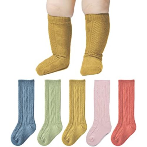 EPEIUS Unisex-Baby Seamless Ribbed/Cable Knit Knee High Socks (Pack of 3/6)