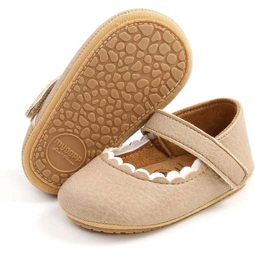Infant Baby Girl Shoes Mary Jane Flats Dress Shoes Soft Anti-Slip Rubber Sole Walking Shoes Toddler Crib First Walker Shoes