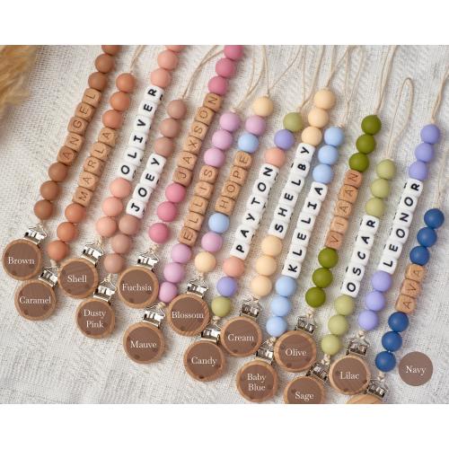 Custom Baby Name Pacifier Clip Rattle Set, Personalized Baby Gift for Baby Shower,Wooden Pacifier Clip For Newborn Gift,Custom pacifier Clip