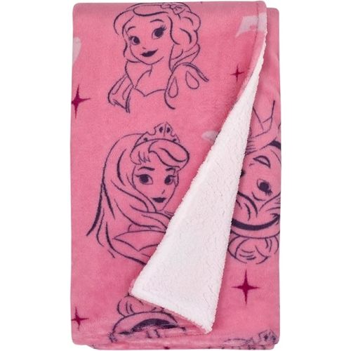 Disney Princess Pink and Purple Tiaras Super Soft Sherpa Baby Blanket